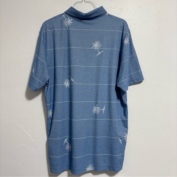 Travis Mathew Short Sleeve Men Golf Polo Size Large Blue Palm Tree Embroidered - Picture 8 of 10
